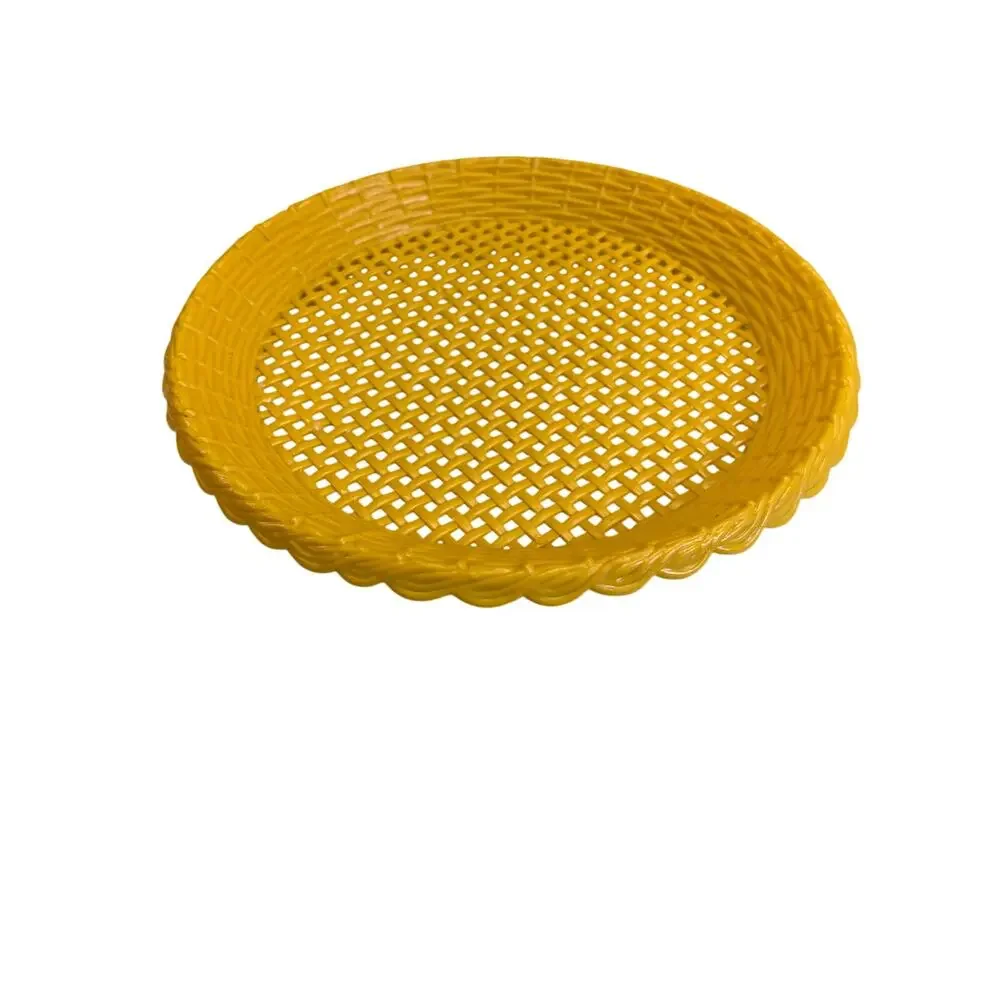 Vintage Reusable Plastic Paper Plate Holders - 4 Pack - Red/Green/Tan/Yellow